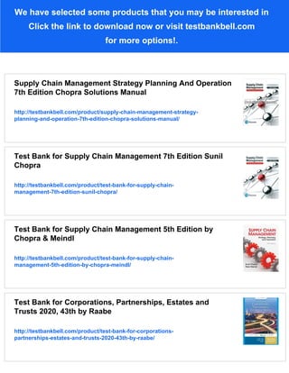 Supply Chain Management Strategy Planning and Operation 6th Edition ...