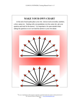 CLINICAL HYPNOSIS, Training Manual From A - Z




#
    No use or reproduction of this manual or materials is permitted without the express written permission of:
                     The American School of Hypnosis  - www.ChooseHypnosis.com
                                                      418
 