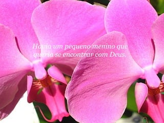 Havia um pequeno menino que
queria se encontrar com Deus.
 