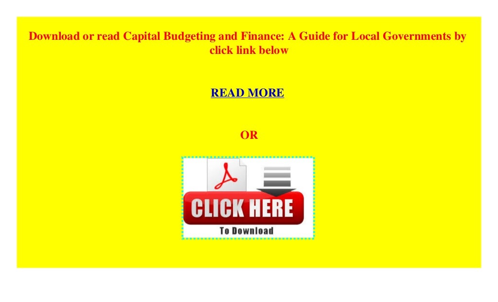 Capital Budgeting and Finance A Guide for Local Governments ^^P.D.F…