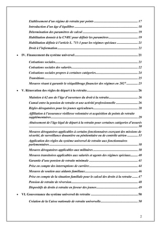 2
Etablissement d’un régime de retraite par points ...................................................... 17
Introduction ...