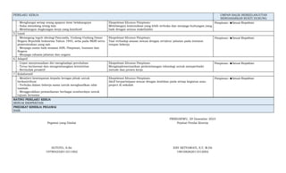 PERILAKU KERJA UMPAN BALIK BERKELANJUTAN
BERDASARKAN BUKTI DUKUNG
- Menghargai setiap orang apapun latar belakangnya
- Suka menolong orang lain
- Membangun lingkungan kerja yang kondusif
Ekspektasi Khusus Pimpinan:
Membangun komunikasi yang lebih terbuka dan menjaga hubungan yang
baik dengan semua stakeholder
Pimpinan: 👍Sesuai Ekspektasi
5 Loyal
- Memegang teguh ideologi Pancasila, Undang-Undang Dasar
Negara Republik Indonesia Tahun 1945, setia pada NKRI serta
pemerintahan yang sah
- Menjaga nama baik sesama ASN, Pimpinan, Instansi dan
Negara
- Menjaga rahasia jabatan dan negara
Ekspektasi Khusus Pimpinan:
Taat terhadap atasan sesuai dengan struktur jabatan pada instansi
tempat bekerja
Pimpinan: 👍Sesuai Ekspektasi
6 Adaptif
- Cepat menyesuaikan diri menghadapi perubahan
- Terus berinovasi dan mengembangkan kreativitas
- Bertindak proaktif
Ekspektasi Khusus Pimpinan:
Mengimplementasikan perkembangan teknologi untuk memperbaiki
metode dan proses kerja
Pimpinan: 👍Sesuai Ekspektasi
7 Kolaboratif
- Memberi kesempatan kepada beragai pihak untuk
berkontribusi
- Terbuka dalam bekerja sama untuk menghasilkan nilai
tambah
- Menggerakkan pemanfaatan berbagai sumberdaya untuk
tujuan bersama
Ekspektasi Khusus Pimpinan:
Aktif berpartisipasi sesuai dengan keahlian pada setiap kegiatan atau
project di sekolah
Pimpinan: 👍Sesuai Ekspektasi
RATING PERILAKU KERJA
SESUAI EKSPEKTASI
PREDIKAT KINERJA PEGAWAI
BAIK
PRINGSEWU, 29 Desember 2023
Pegawai yang Dinilai Pejabat Penilai Kinerja
SUTOTO, S.Sn ENY SETYAWATI, S.T, M.Pd
197904232011011002 198108262011012002
 
