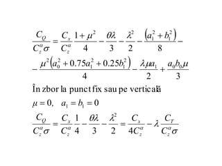  
 


















z
T
z
x
z
x
z
Q
z
x
z
Q
C
C
C
C
C
C
C
C
b
a
,
μ
b
a
a
b
a
a
b
a
C
C
C
C




















4
2
3
4
1
0
0
verticală
pe
sau
fix
punct
la
zbor
În
3
2
4
25
.
0
75
.
0
8
2
3
4
1
2
1
1
0
0
1
2
1
2
1
2
0
2
2
1
2
1
2
2
 