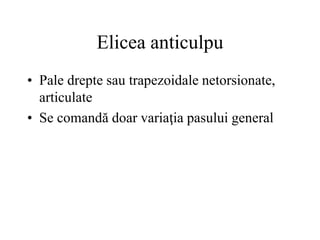 Elicea anticulpu
• Pale drepte sau trapezoidale netorsionate,
articulate
• Se comandă doar variaţia pasului general
 