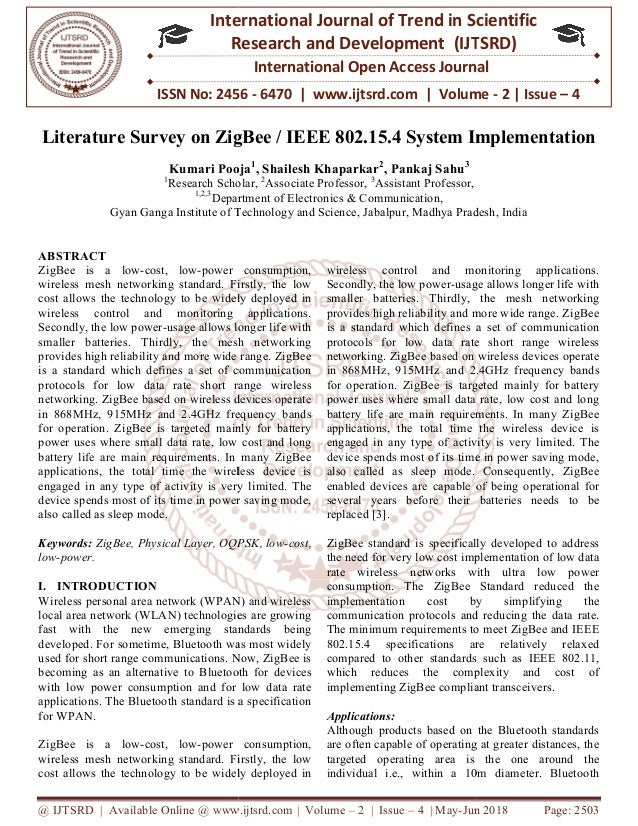 Internet of Things Protocols and Standards literature review zigbee