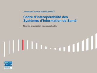 Cadre d’interopérabilité des
Systèmes d’Information de Santé
Nouvelle organisation, nouveau calendrier
JOURNÉE NATIONALE DES INDUSTRIELS
 