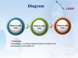 Diagram Click to add Text Click to add Text Click to add Text Contents ThemeGallery   is a Design Digital Content & Contents mall developed by Guild Design Inc. 