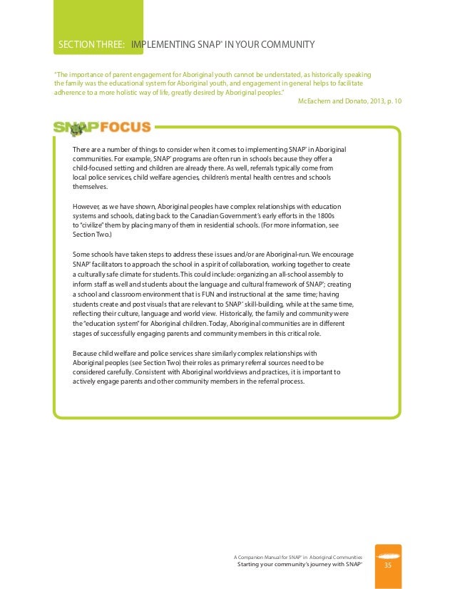 Companion Manual for SNAP in Aboriginal Communities