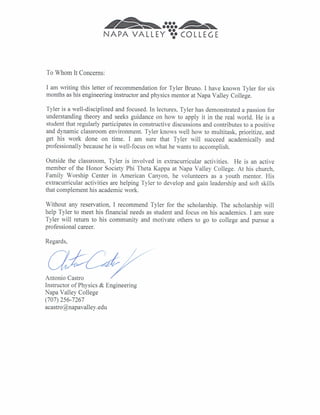 Antonio Castro Reference Letter