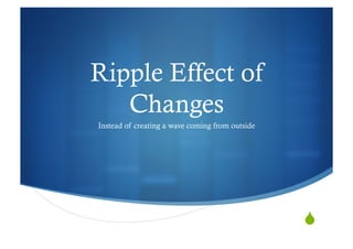 !"
Ripple Effect of
Changes
Instead of creating a wave coming from outside
 