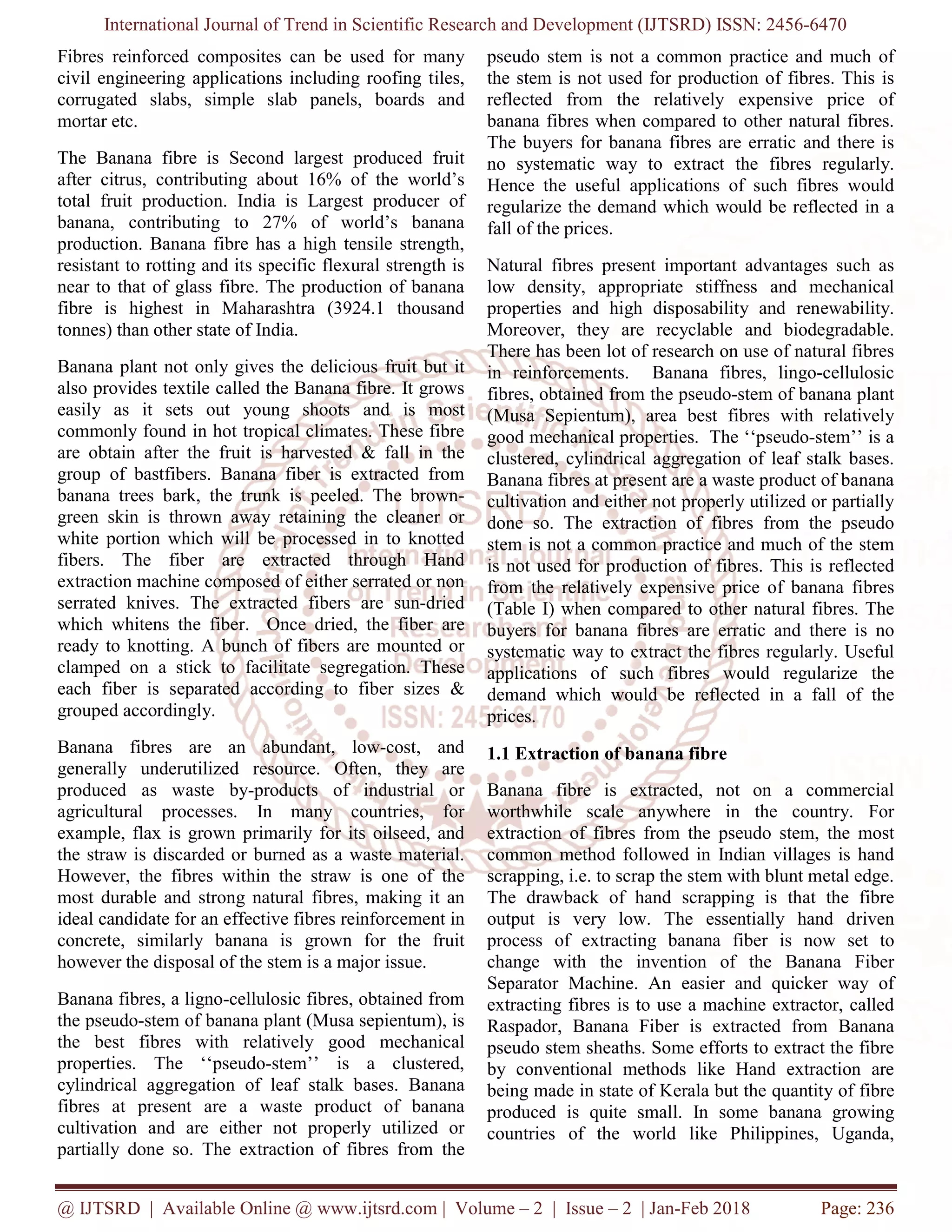 Application & Analysis of Banana Stem Fibre use as Construction ...