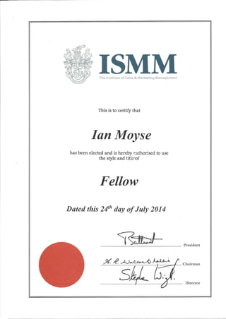 ISMM certificate