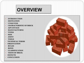 Brick Masonry ppt by subhendu samui | PPTX