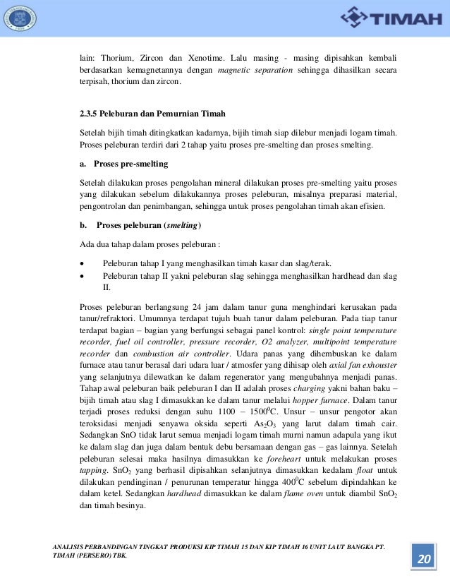 Analisis Perbandingan Tingkat Produksi Kip Timah 15 Dan Kip Timah 16