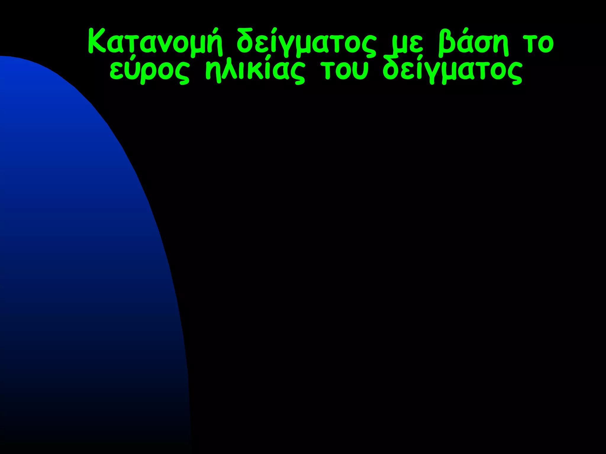 Κατανομή δείγματος με βάση το
εύρος ηλικίας του δείγματος
 