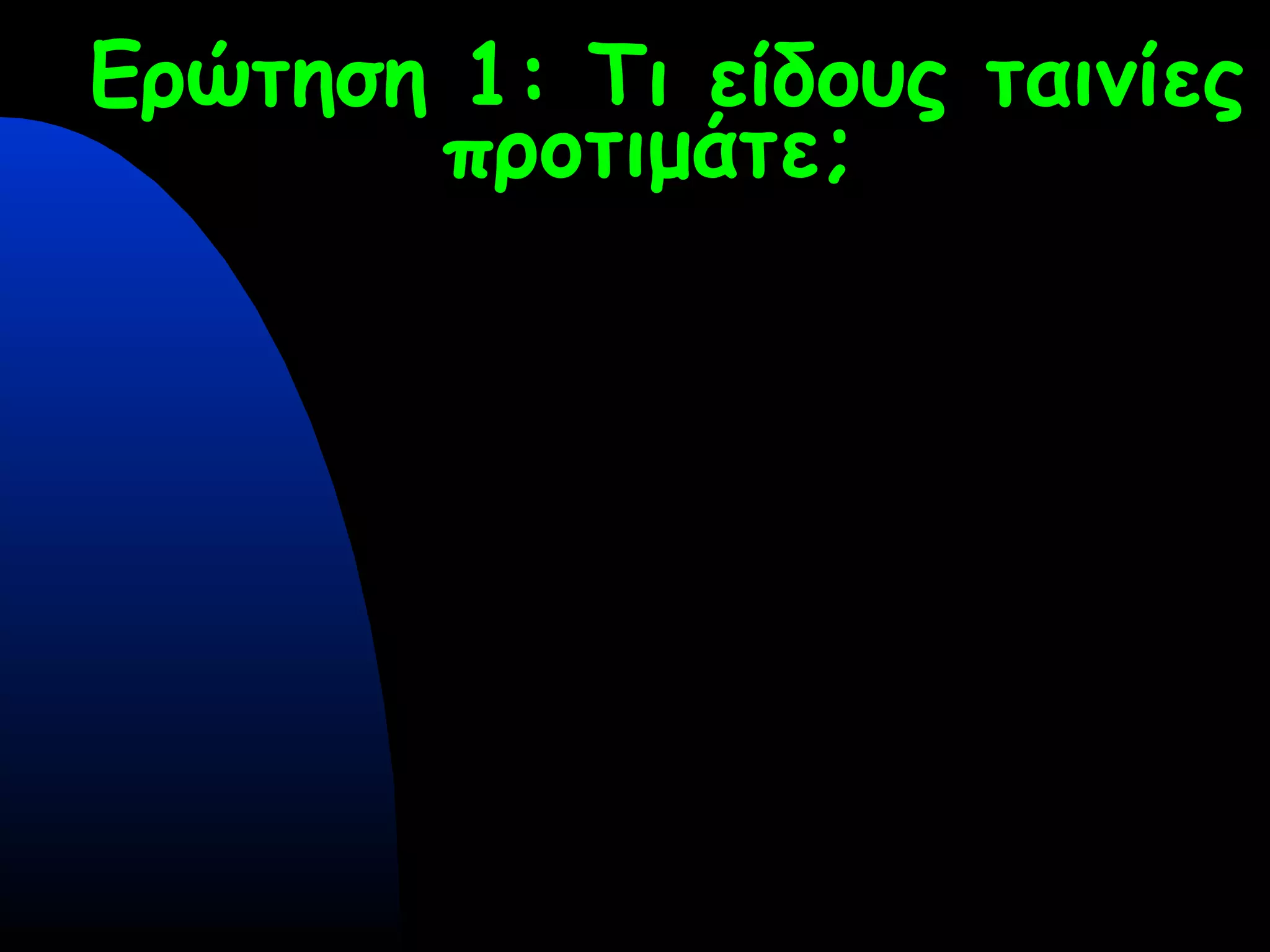 Ερώτηση 1: Τι είδους ταινίες
προτιμάτε;
 