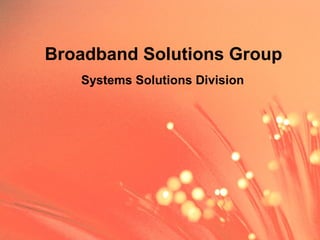 Broadband Solutions Group
Systems Solutions Division
 