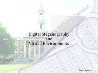 Digital Steganography
and
Virtual Environments
James Eglinton
 