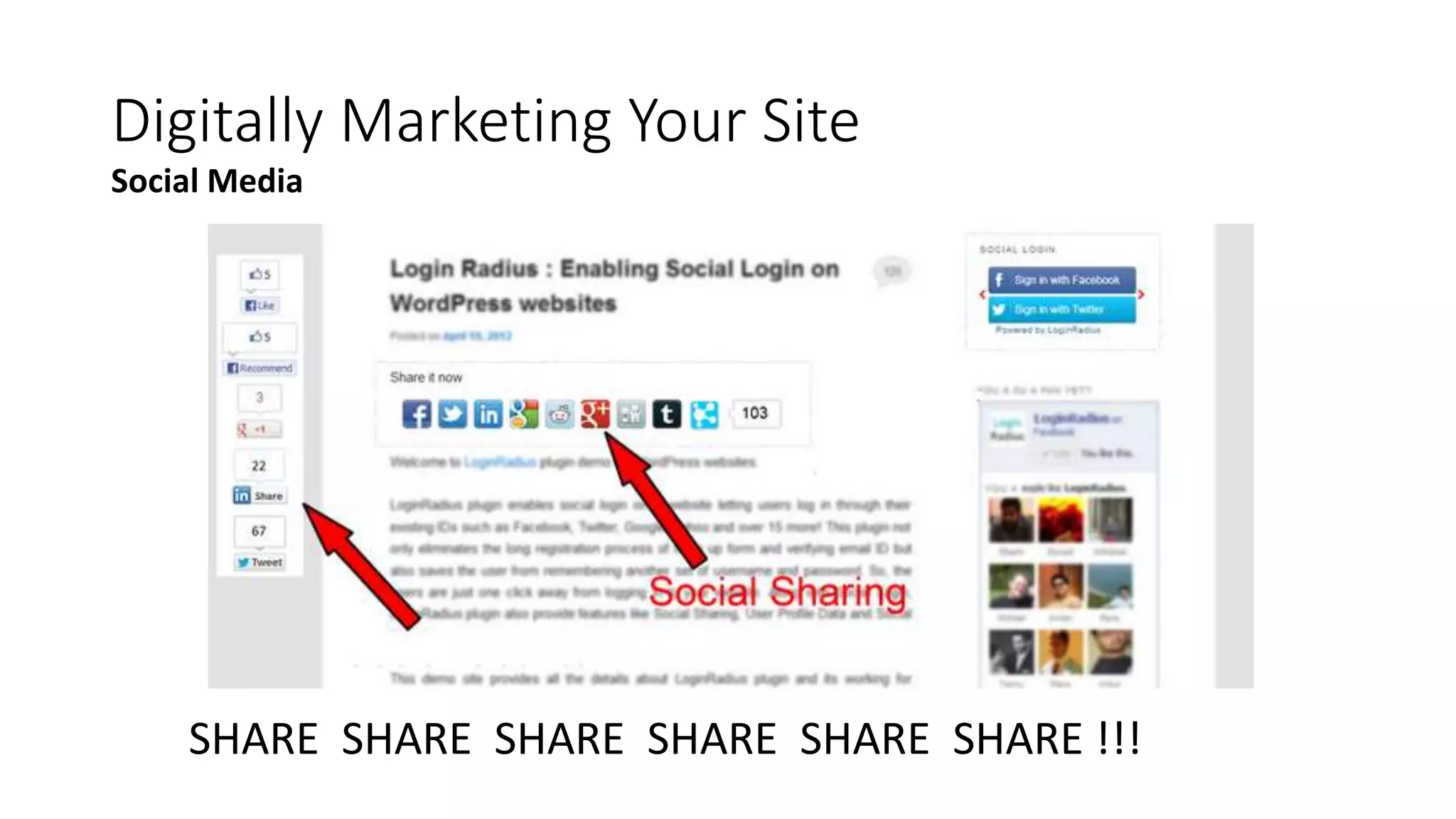 Digitally Marketing Your Site
SHARE SHARE SHARE SHARE SHARE SHARE !!!
Social Media
 