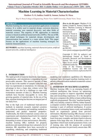 Machine Learning Material Review Machine Learning in Material Characterization | PDF