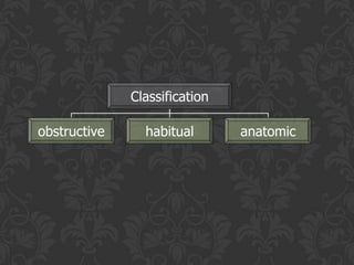 Classification
obstructive habitual anatomic
 