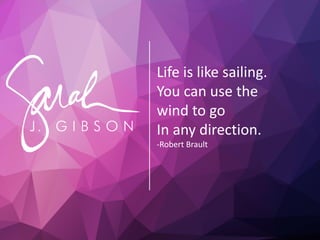 Life is like sailing.
You can use the
wind to go
In any direction.
-Robert Brault
 