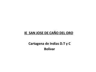 IE SAN JOSE DE CAÑO DEL ORO
Cartagena de Indias D.T y C
Bolívar
 