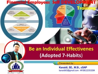 Be an Individual Effectivenes
(Adopted 7-Habits)
Habit 3
Habit 4
Habit 5
Habit 7
Habit 6
Habit 1 Habit 2
Habit 3
Habit 4
Habit 5
Habit 7
Habit 6
 