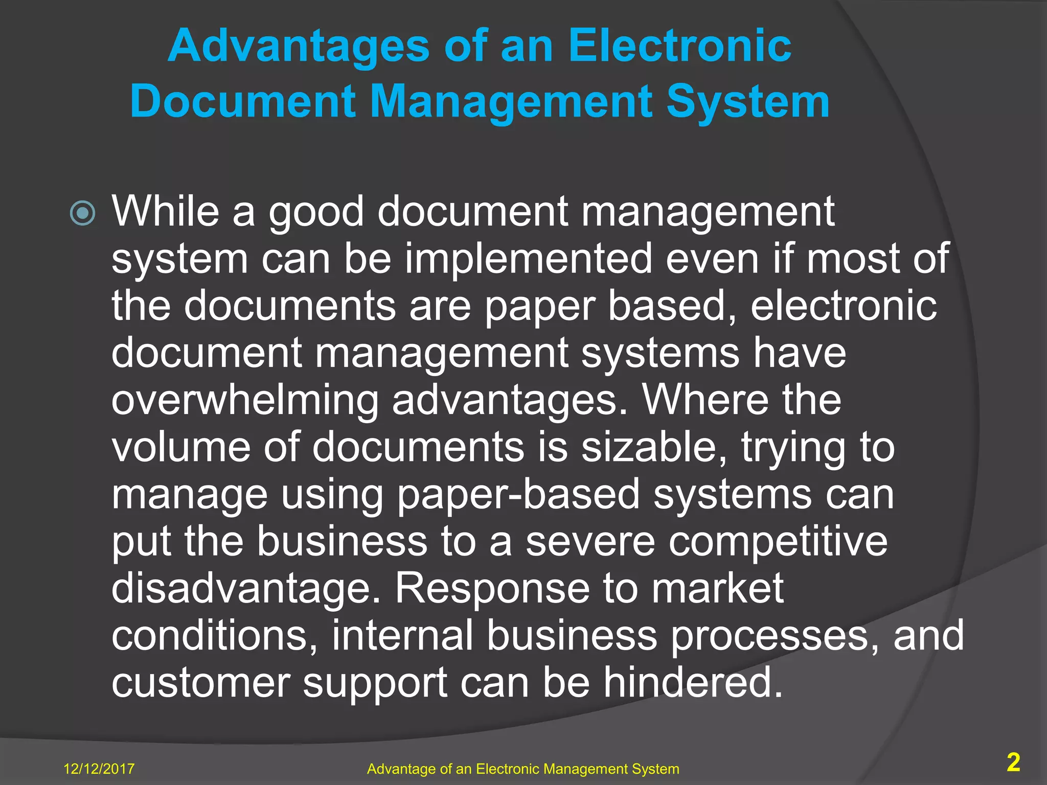 Advantages of an Electronic Document Management System | PPT