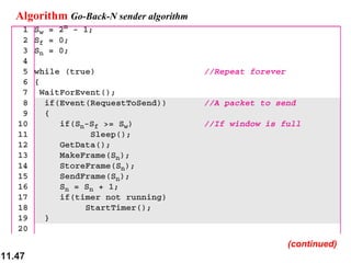 11.47
Algorithm Go-Back-N sender algorithm
(continued)
 