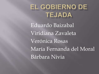 Eduardo Baizabal
Viridiana Zavaleta
Verónica Rosas
María Fernanda del Moral
Bárbara Nivia
 