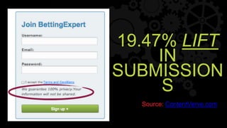 19.47% LIFT
IN
SUBMISSION
S
Source: ContentVerve.com
 