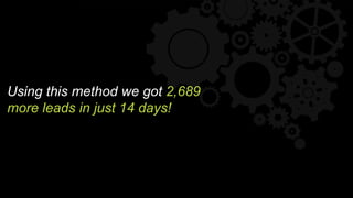 Using this method we got 2,689
more leads in just 14 days!
 