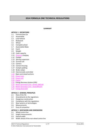 Formula One Standards Design of a Formula One Front Wing for the 2014 Season (with ...