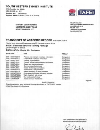 Certificate 2 in Business