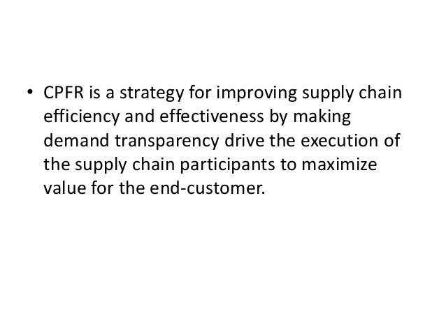 cpfr as a strategy Cpfr as a strategy essay sample cpfr is not a technical standard it is actually an initiative that facilitates the reengineering of the relationships between trading partners and thus transactions. cpfr as a strategy Cpfr as a strategy essay sample cpfr is not a technical standard it is actually an initiative that facilitates the reengineering of the relationships between trading partners and thus transactions.