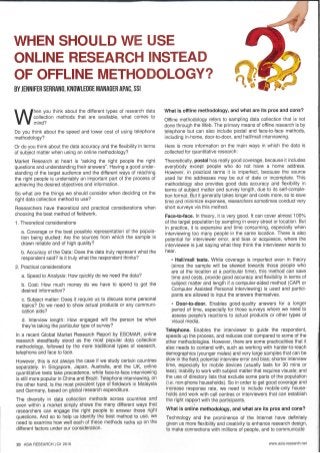 When Should We Use Online Research Instead of Offline Methodology