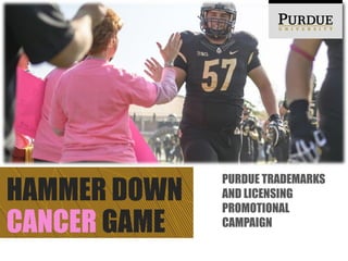 HAMMER DOWN
CANCER GAME
PURDUE TRADEMARKS
AND LICENSING
PROMOTIONAL
CAMPAIGN
 