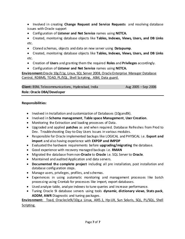 Oracle 10g rac resume