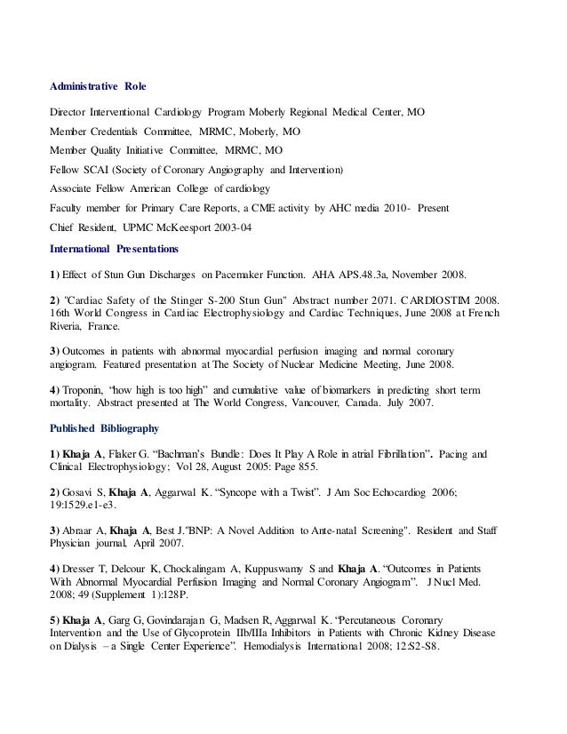 cardiologist resume