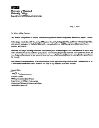Letter of Recommendation -UMUC