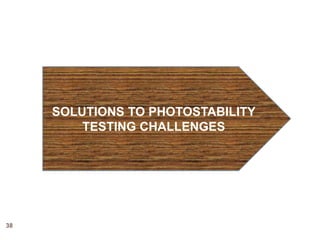 SOLUTIONS TO PHOTOSTABILITY
TESTING CHALLENGES
38
 