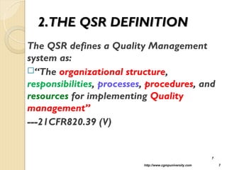 Q R Policy How to Design a Quality system that meets compliance requirements 2014 ...