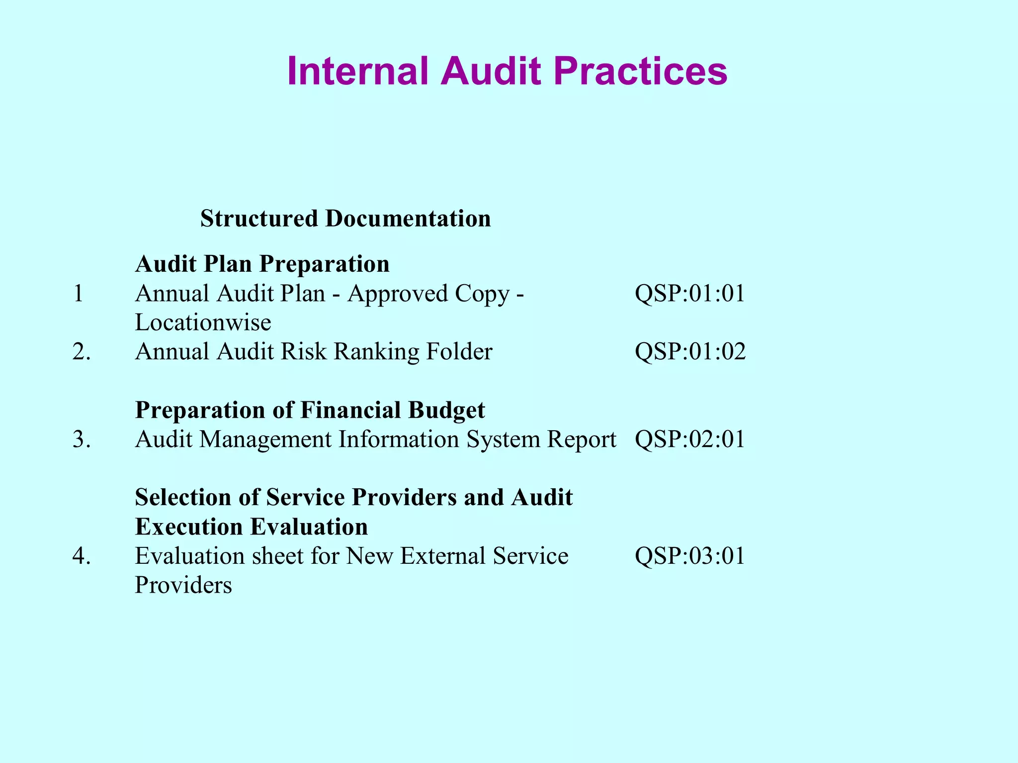 Internal Audit Practices   