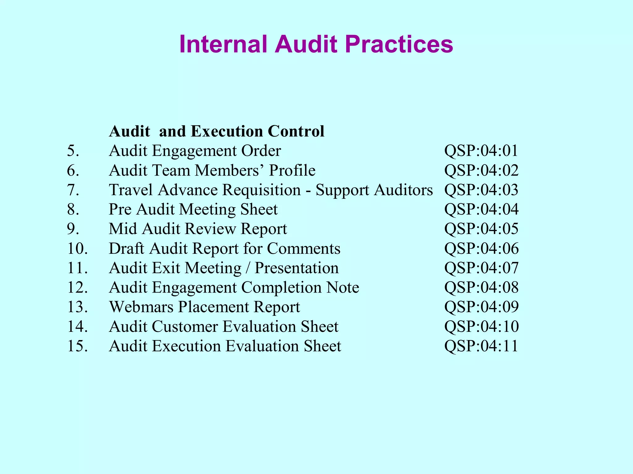 Internal Audit Practices   