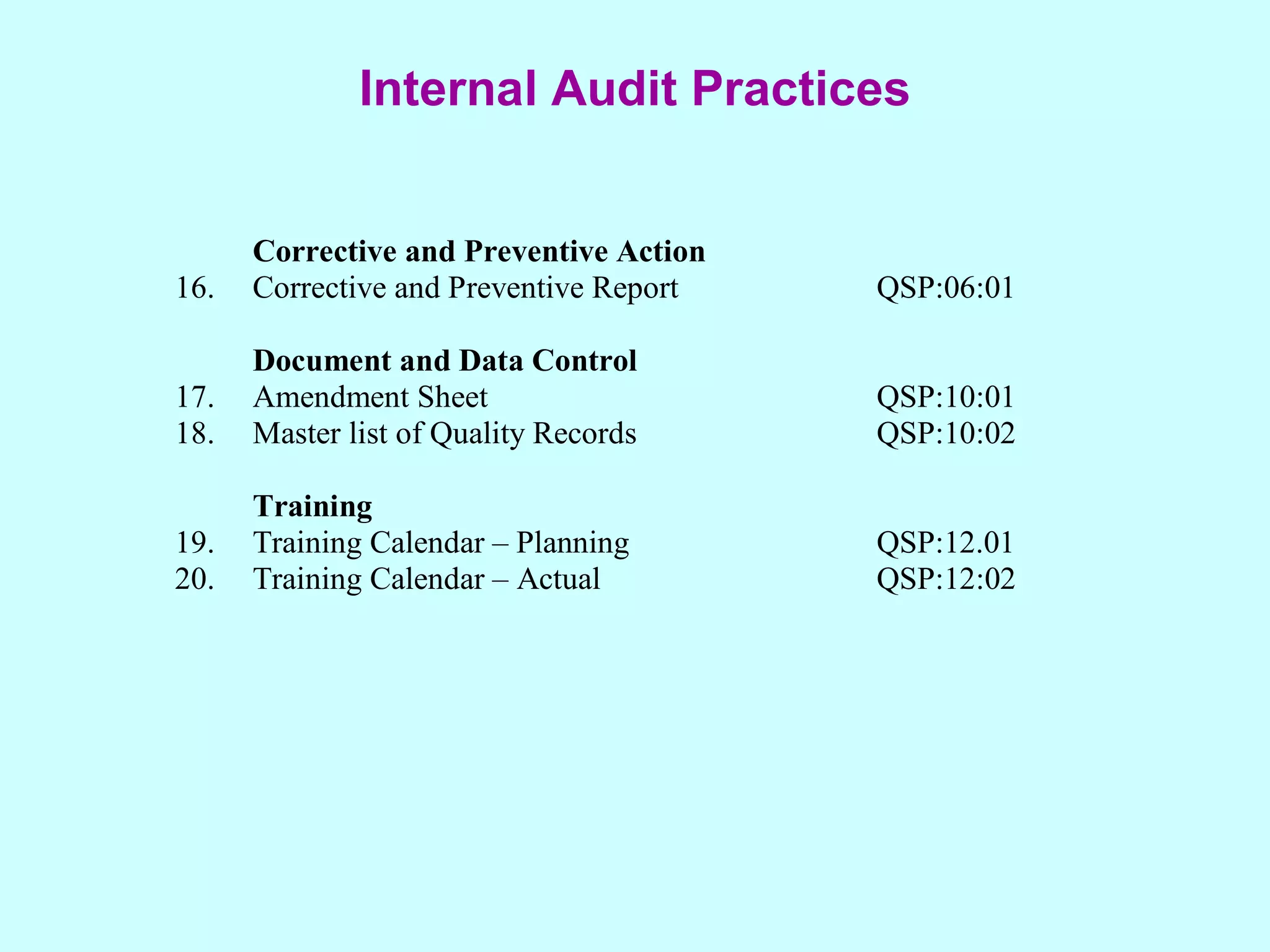 Internal Audit Practices   