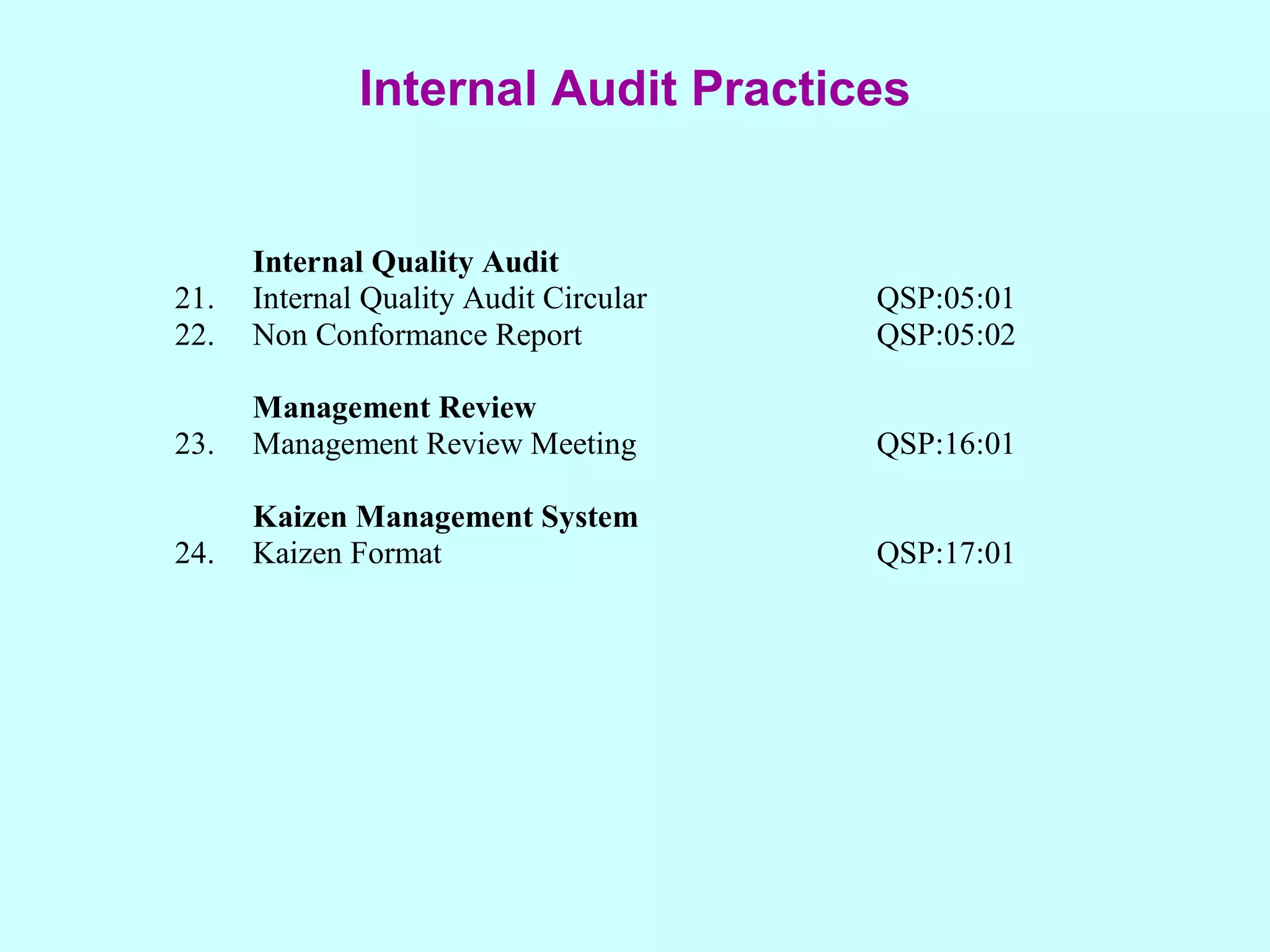 Internal Audit Practices   