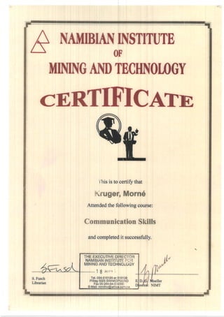 M Kruger - NIMT certificates x 5.PDF