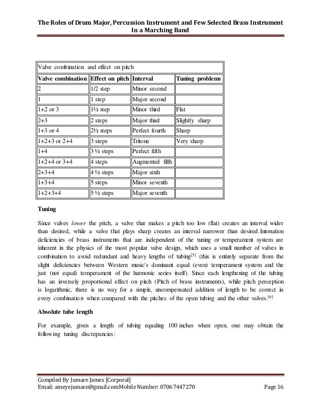The Role of Drum Major, Percussion Instrument and Few Selected Brass