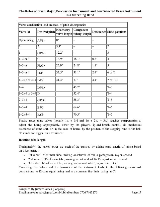 The Role of Drum Major, Percussion Instrument and Few Selected Brass